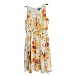 Vintage Jessica Howard romantic flowy yellow rose dress sz 16 cottage core Texas